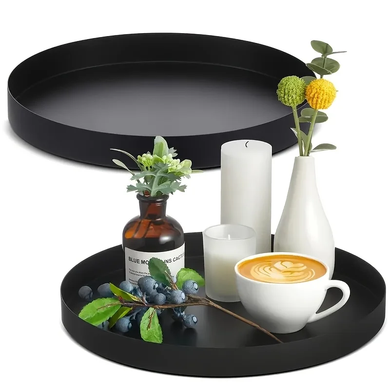 Candle Holder Supplies - 1Pc Modern black circular ABS tray