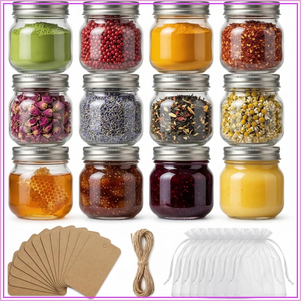 Mason Jar 8Oz - 12-Pack 8 oz Mason Jars with
