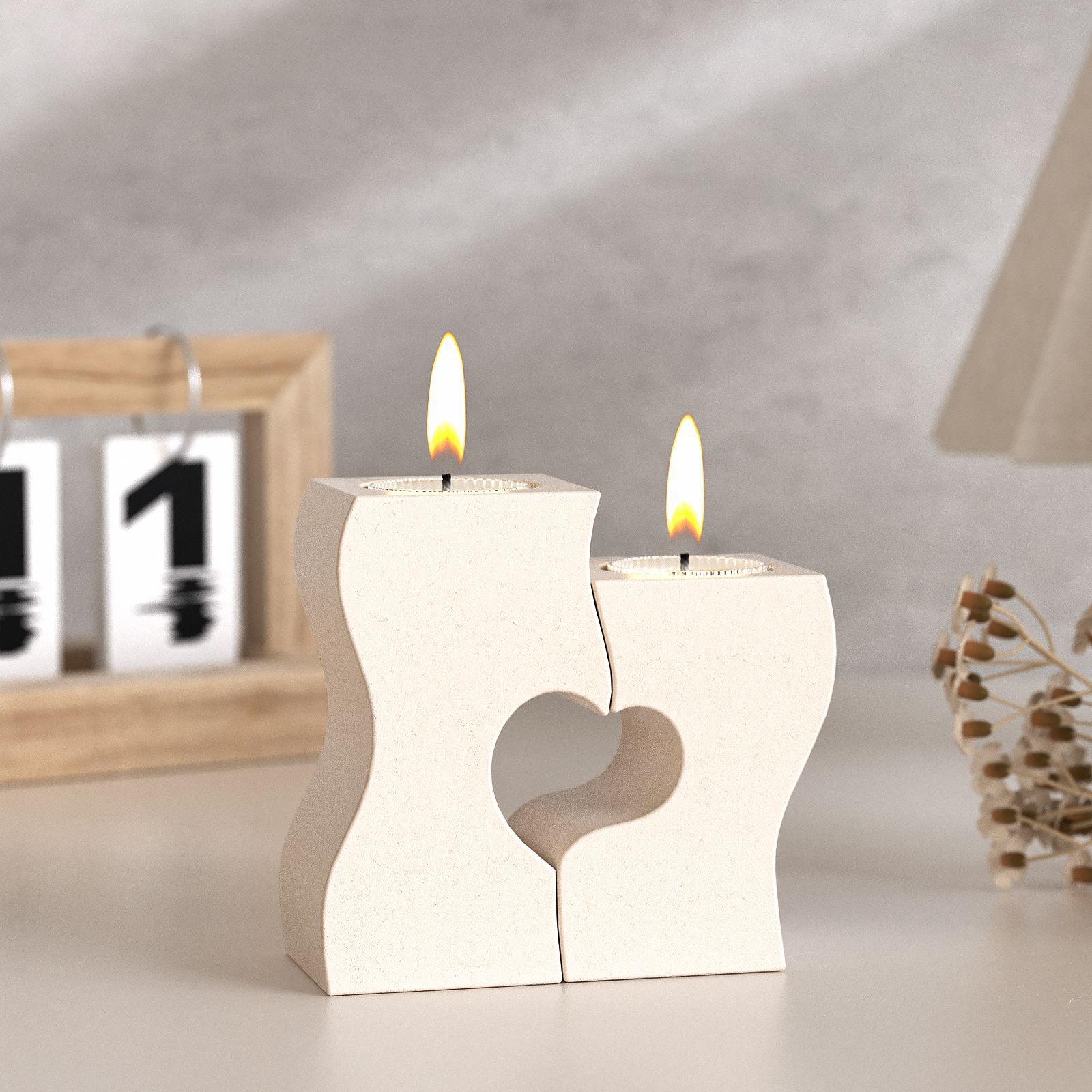 Candle Holder Supplies - S Heart Candlestick Silicone Molds DIY