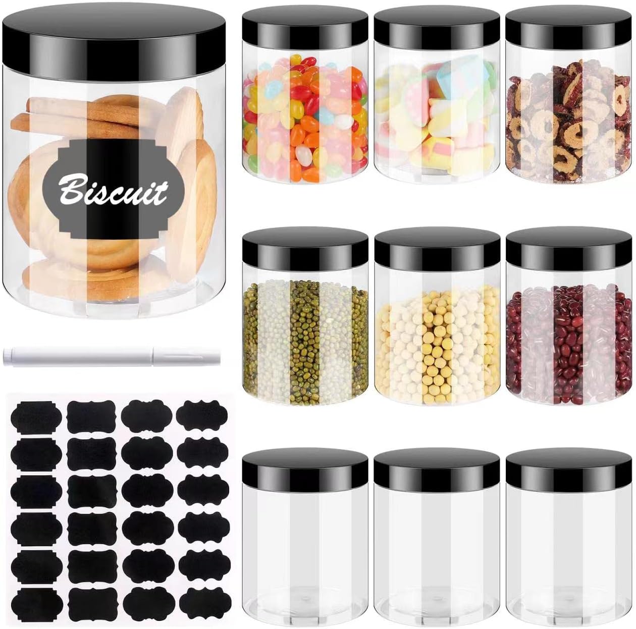 Mason Jar 8Oz - 10PCS 8OZ Plastic Jars with Screw