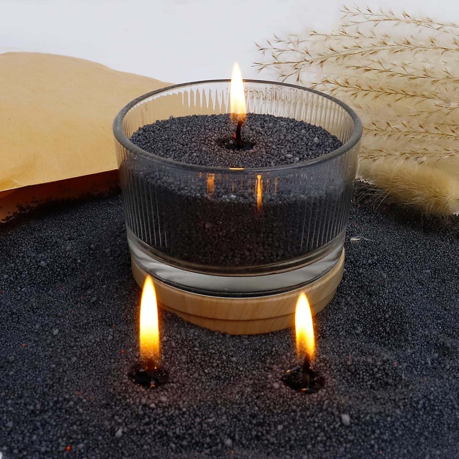 Candle Supplies Tins - Black Candle Sand with Wick, 200g