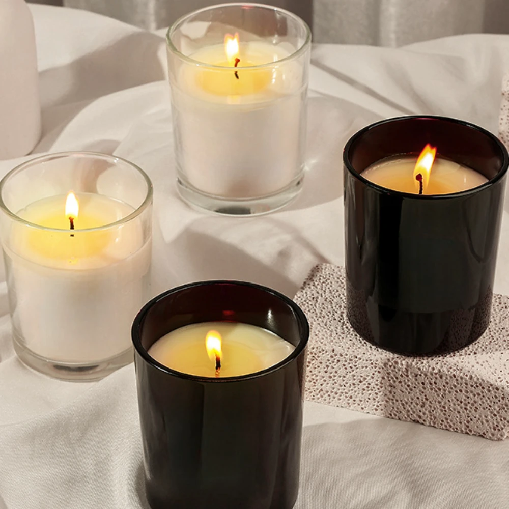 Candle Supplies Luxury - Luxury Glass Candle Jar Black White
