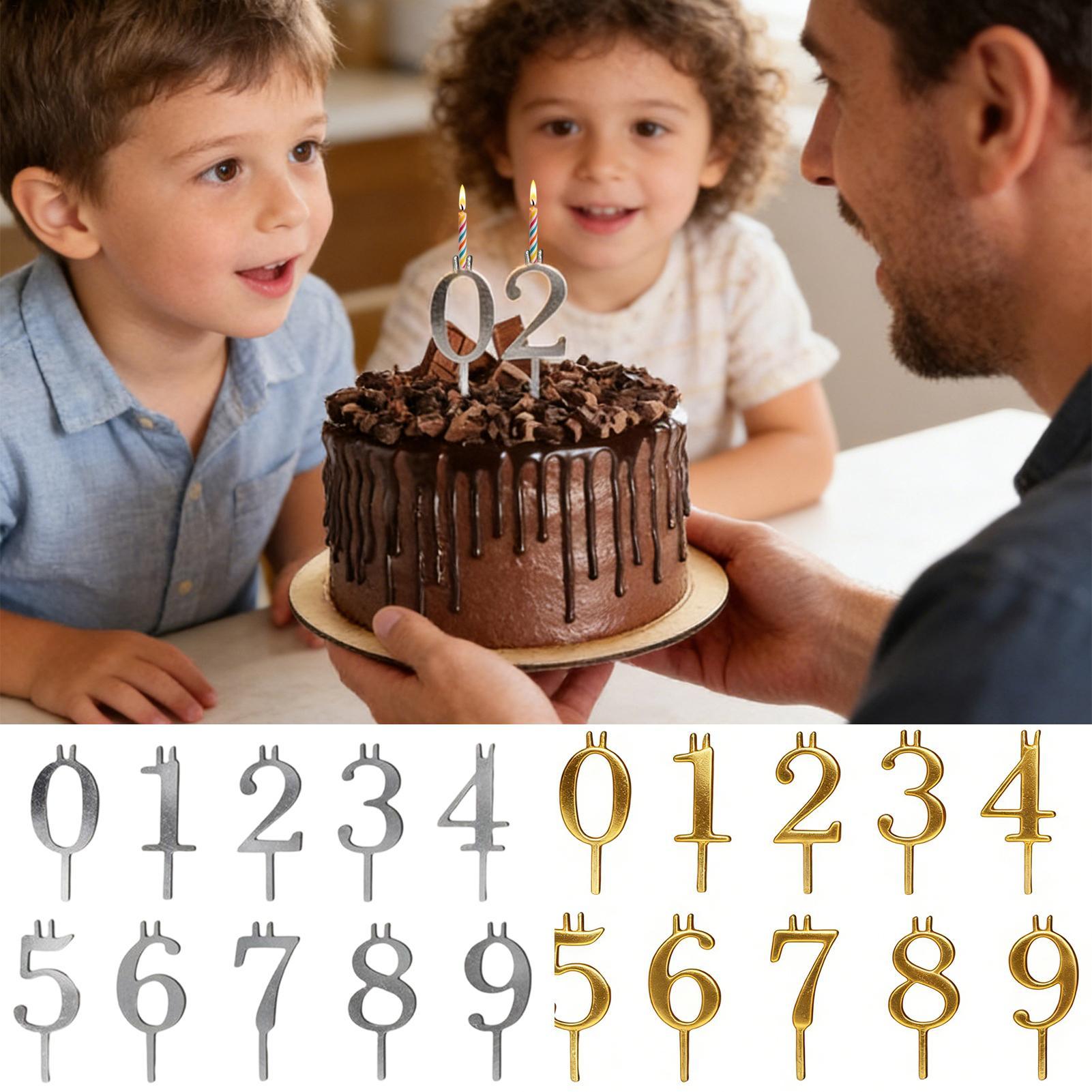 Candle Holder Supplies - 10pcs 0-9 Number Cake Toppers Metal