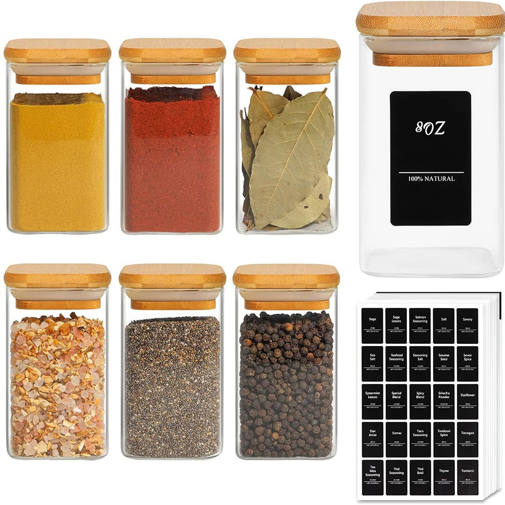 Glass Spice Jars with Bamboo L - đánh giá và giá Mason Jar 8Oz