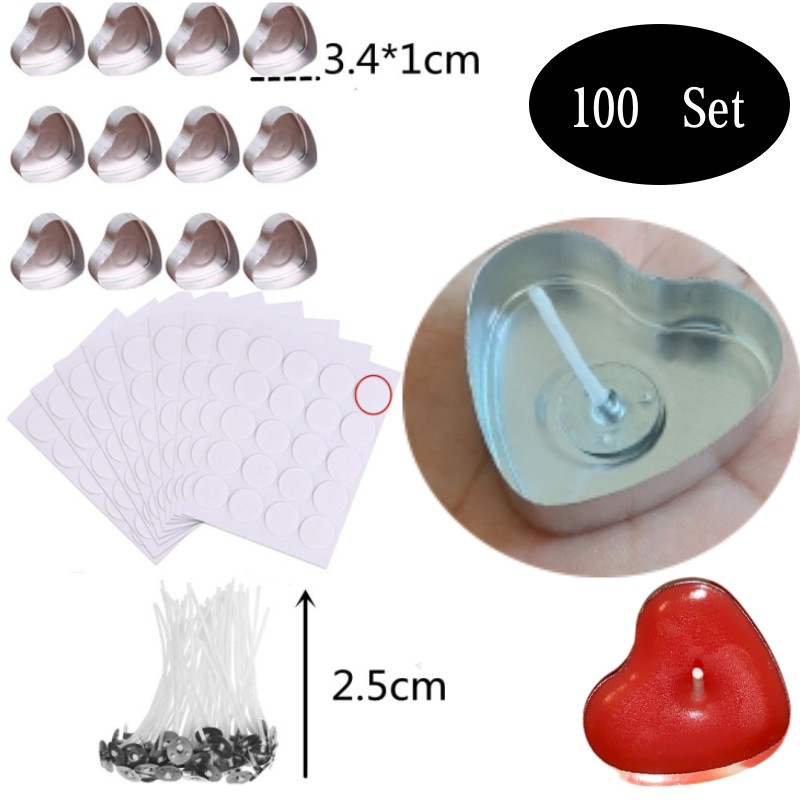 100 Sets Heart shaped Empty Al - đánh giá và giá Candle Supplies Tins