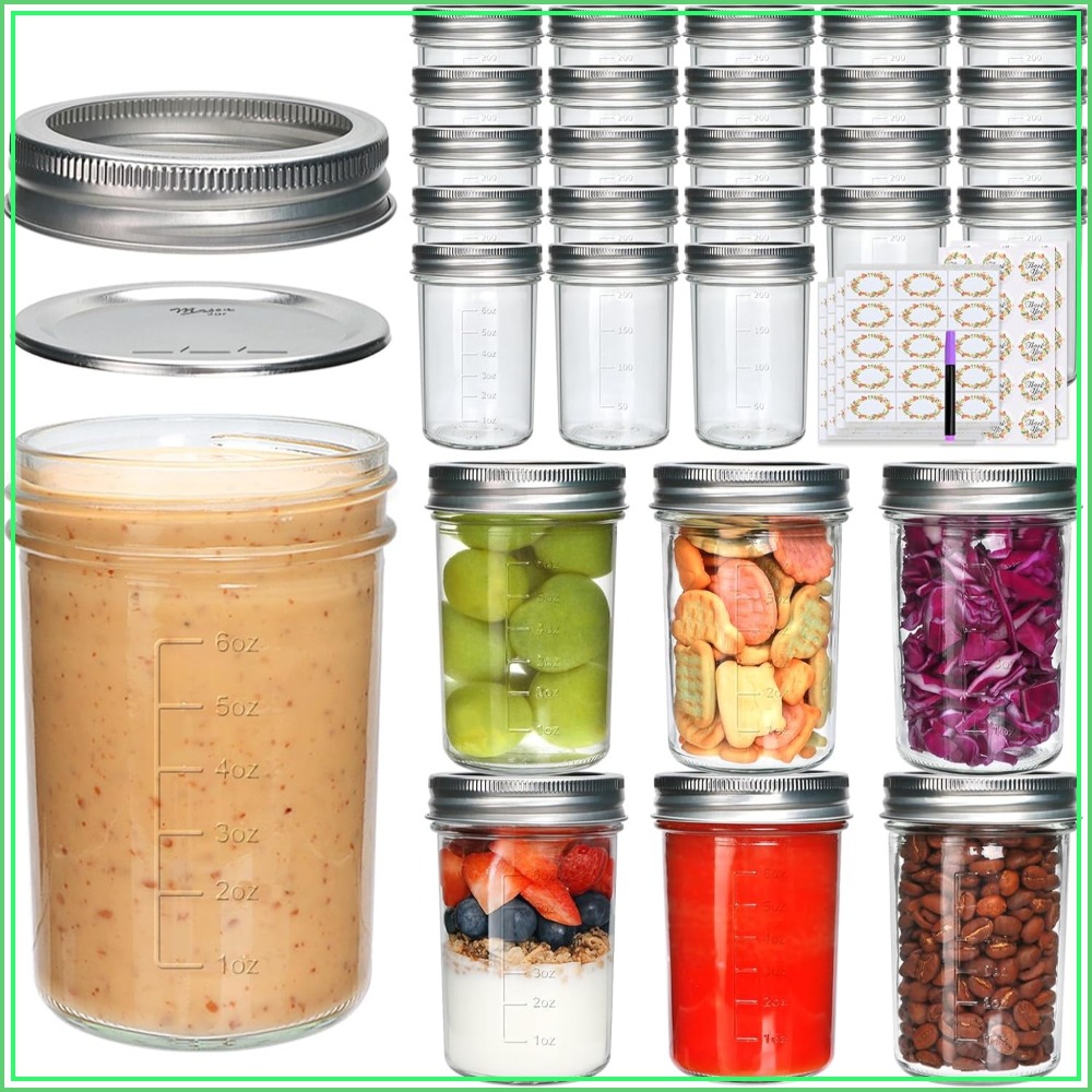 30 Pack 8 oz Mason Jars with L - đánh giá và giá Mason Jar 8Oz
