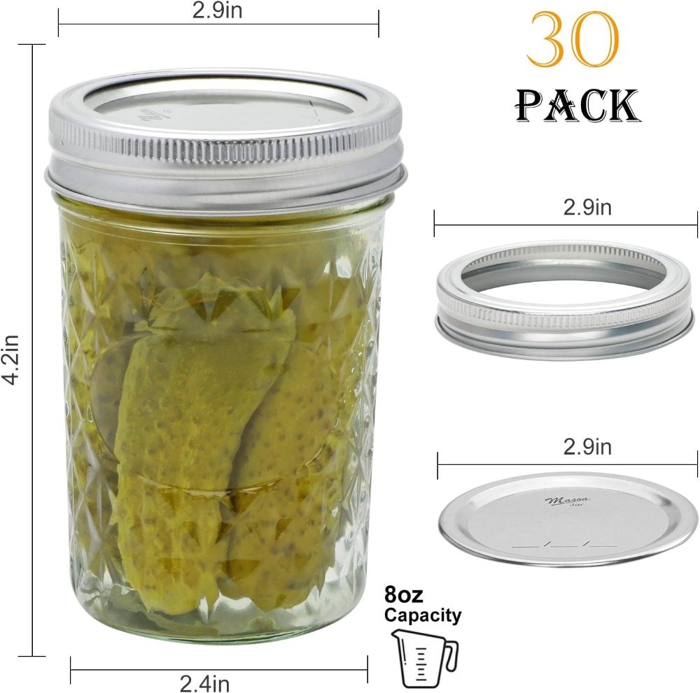 30 Pack 8 oz Mason Jars with A - đánh giá và giá Mason Jar 8Oz