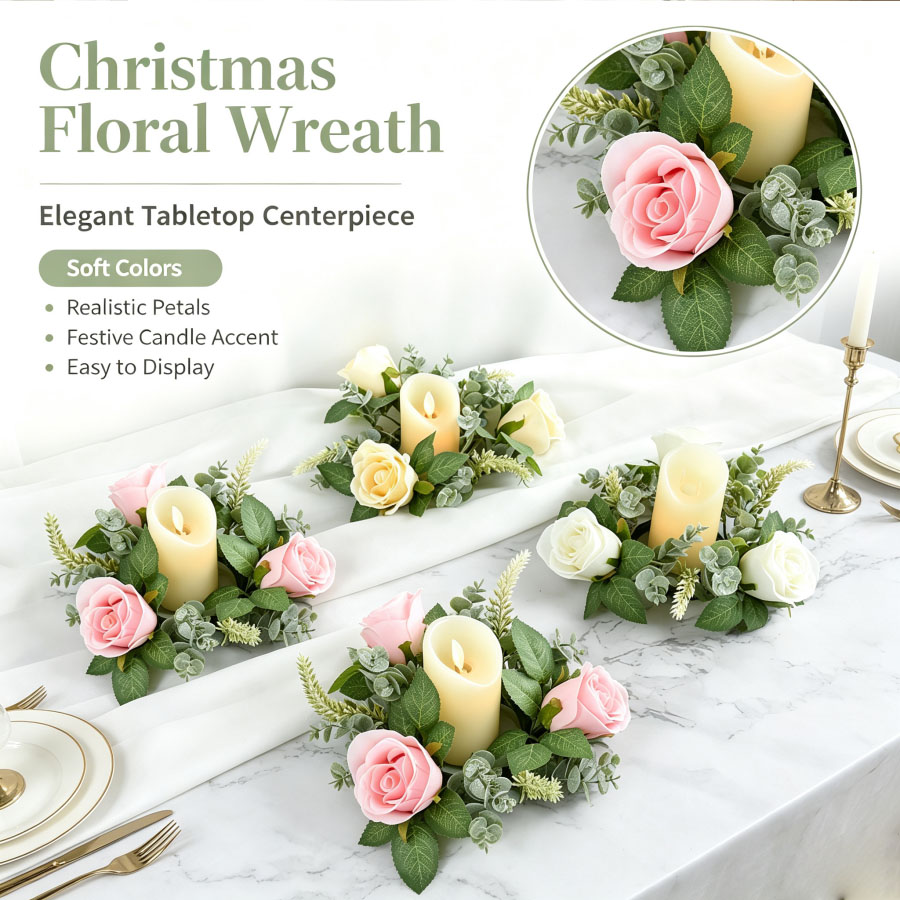 Artificial Rose Wreath Shaped  - đánh giá và giá Candle Holder Supplies