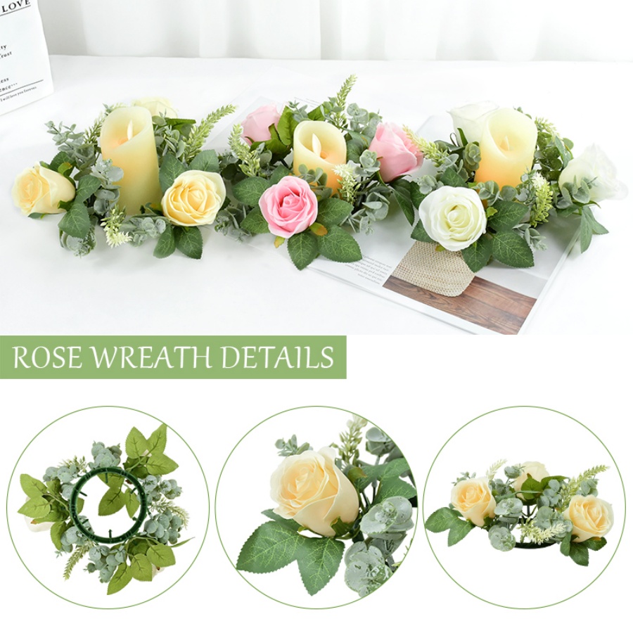Artificial Rose Wreath Shaped  - đánh giá và giá Candle Holder Supplies