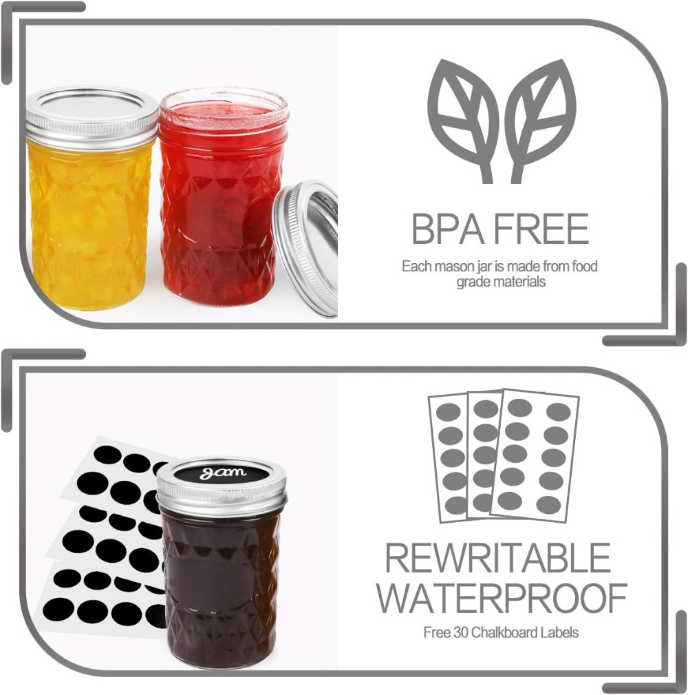 16-Pack 8oz Mason Jars with Re - đánh giá và giá Mason Jar 8Oz